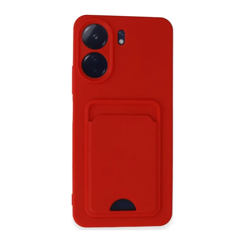 Xiaomi Redmi 13C Kılıf Kelvin Kartvizitli Silikon - Kırmızı