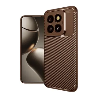 Xiaomi Mi 14T Pro Kılıf Auto Focus Karbon Kapak - Kahverengi