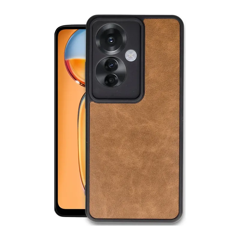 Oppo Reno 11F Kılıf Aras Deri Kapak - Taba
