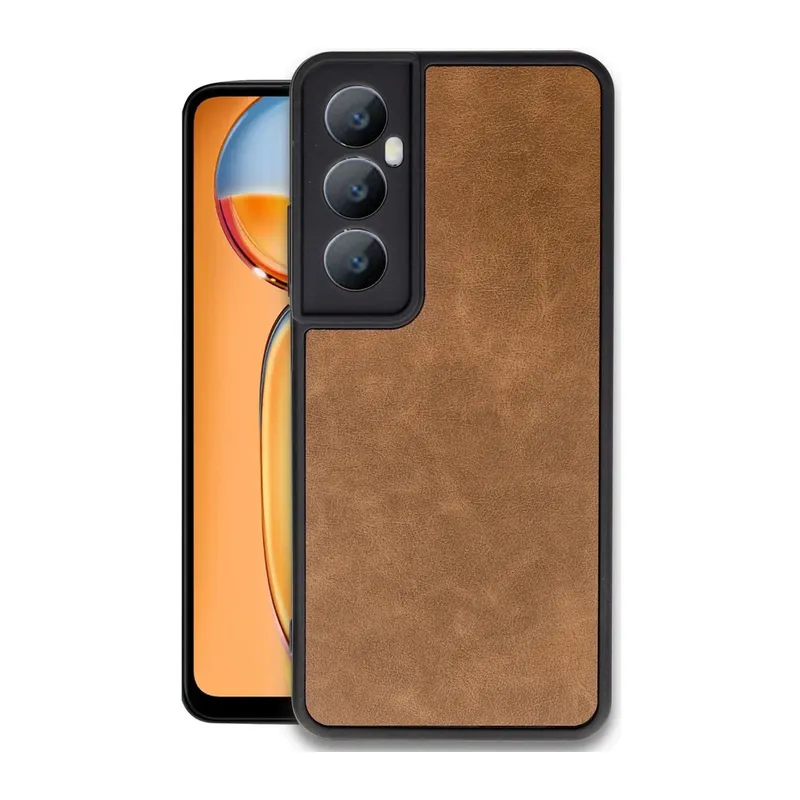 Realme C65 Kılıf Aras Deri Kapak - Taba