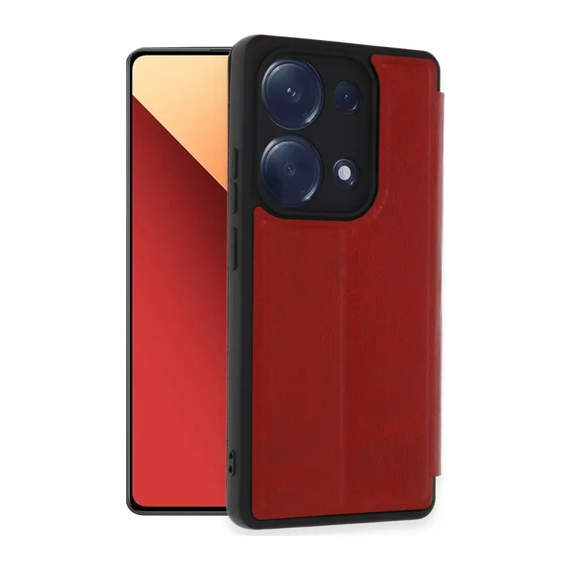 Xiaomi Redmi Note 13 Pro 4G Kılıf Flip Cover - Kırmızı