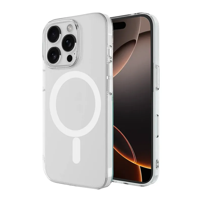 Apple iPhone 16 Pro Max Kılıf Magneticsafe Şeffaf Silikon - Şeffaf