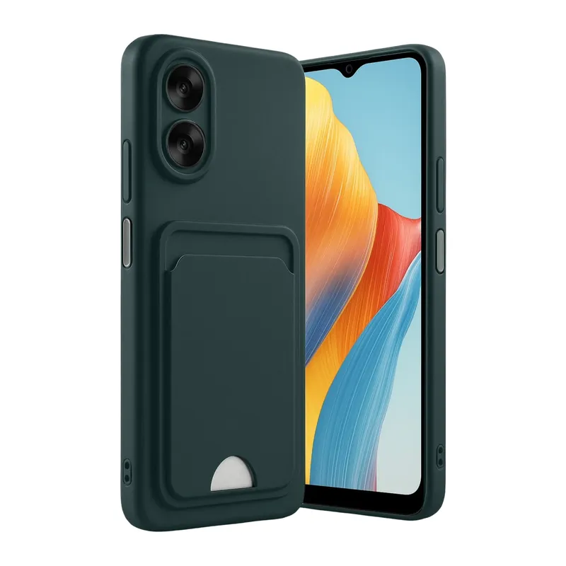 Oppo A38 Kılıf Kelvin Kartvizitli Silikon - Koyu Yeşil