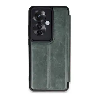Oppo Reno 11F Kılıf Flip Cover - Koyu Yeşil