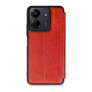Xiaomi Redmi 13C Kılıf Flip Cover - Kırmızı