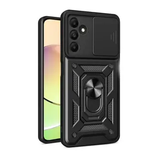 Samsung Galaxy M15 Kılıf Pars Lens Yüzüklü Silikon - Siyah