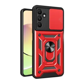 Samsung Galaxy M15 Kılıf Pars Lens Yüzüklü Silikon - Kırmızı