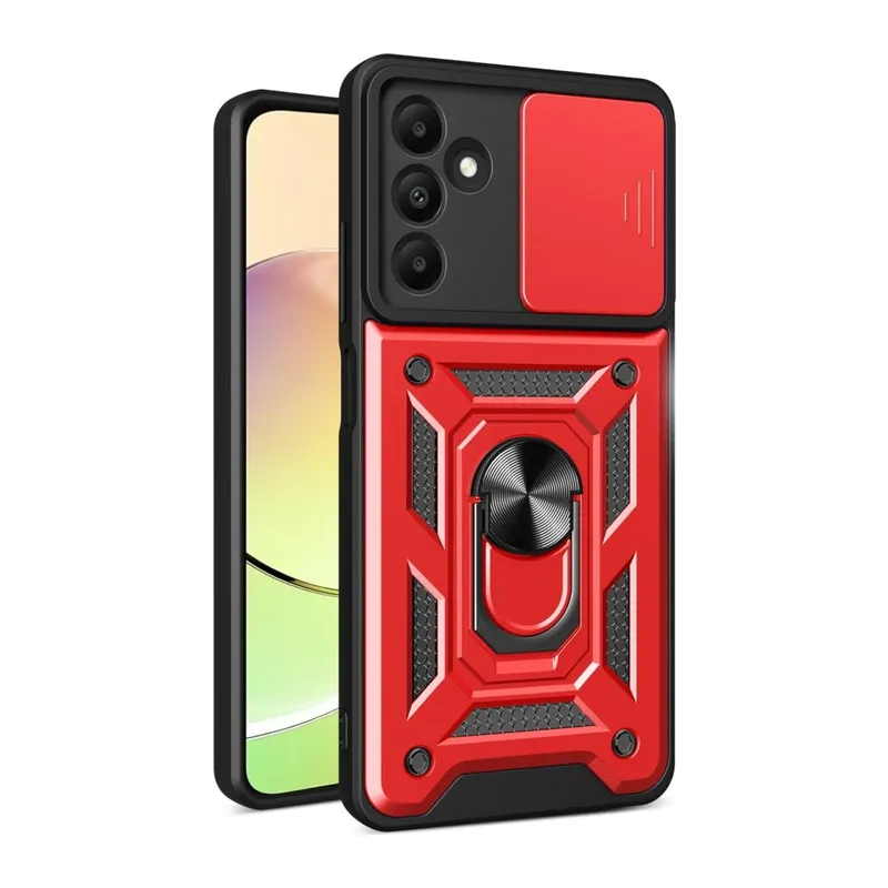 Samsung Galaxy M15 Kılıf Pars Lens Yüzüklü Silikon - Kırmızı