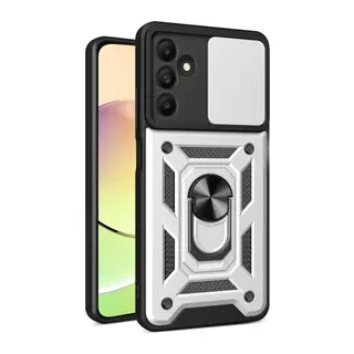 Samsung Galaxy M15 Kılıf Pars Lens Yüzüklü Silikon - Gümüş