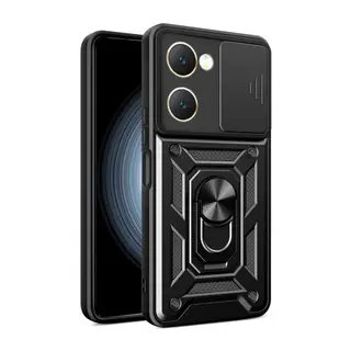 Vivo Y18 Kılıf Pars Lens Yüzüklü Silikon - Siyah