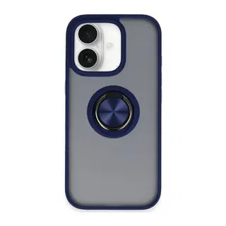 Apple iPhone 16 Kılıf Montreal Yüzüklü Silikon Kapak - Lacivert