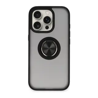 Apple iPhone 16 Pro Kılıf Montreal Yüzüklü Silikon Kapak - Siyah