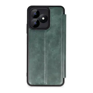 Realme Note 50 4G Kılıf Flip Cover - Koyu Yeşil