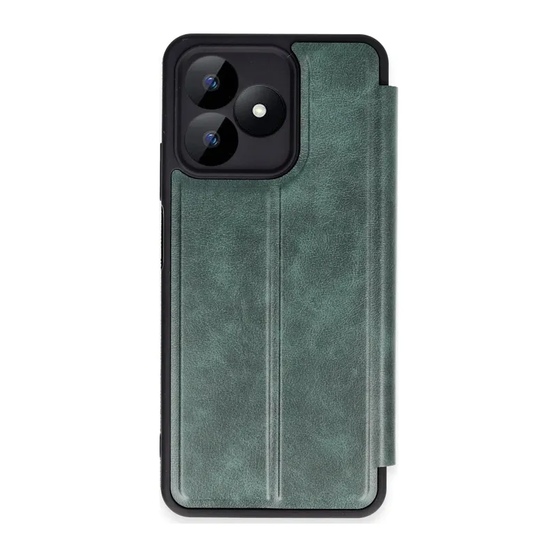 Realme Note 50 4G Kılıf Flip Cover - Koyu Yeşil
