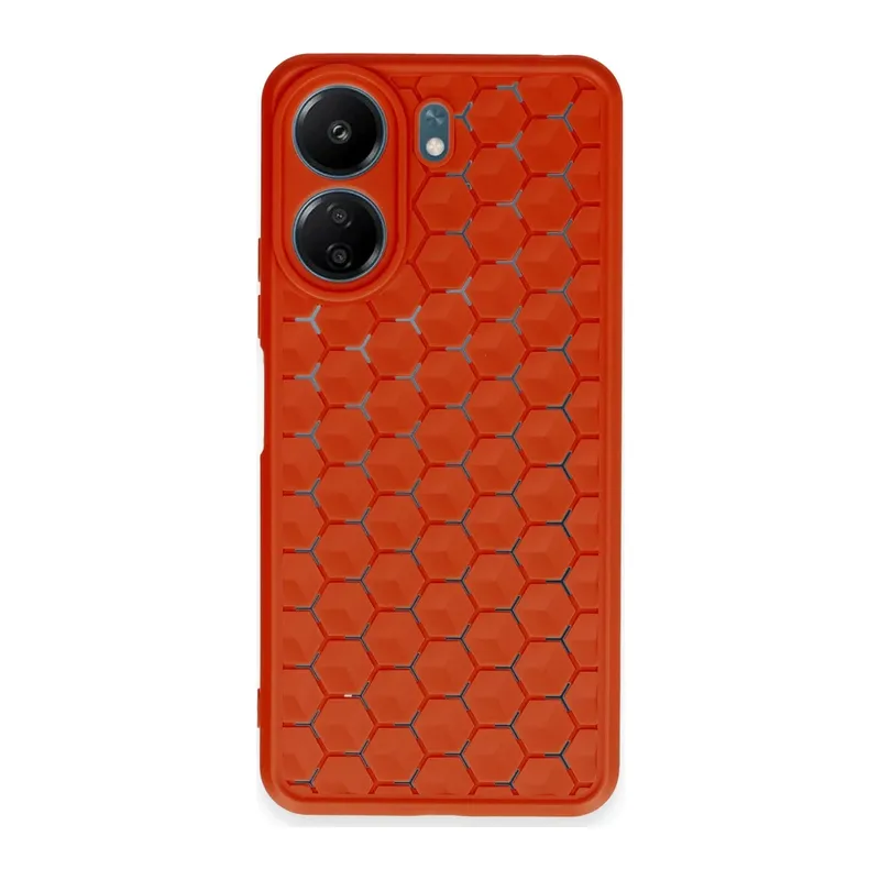 Xiaomi Redmi 13C Kılıf Petek Silikon Kapak - Kırmızı