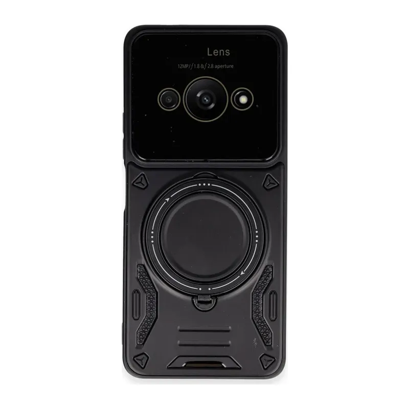 Xiaomi Poco C61 Kılıf Joy Lens Standlı Kapak - Siyah