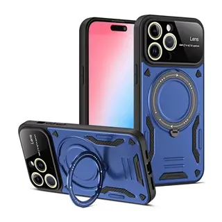 Apple iPhone 16 Pro Max Kılıf Joy Lens Standlı Kapak - Lacivert