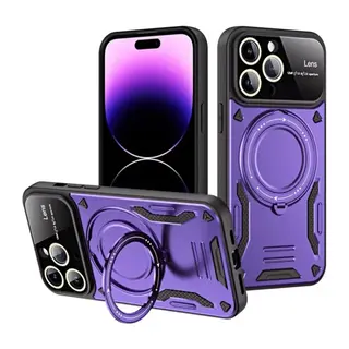 Apple iPhone 16 Pro Max Kılıf Joy Lens Standlı Kapak - Mor