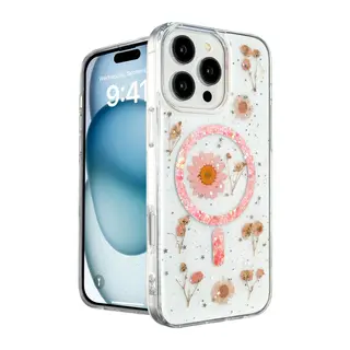 Apple iPhone 16 Pro Kılıf Daisy Simli Magsafe Kapak - Pembe