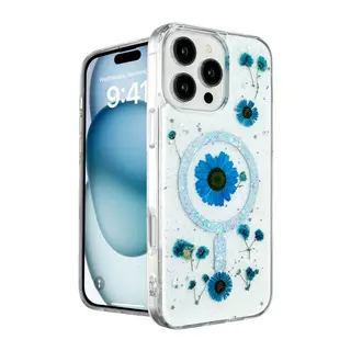 Apple iPhone 16 Pro Max Kılıf Daisy Simli Magsafe Kapak - Mavi
