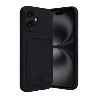 Apple iPhone 16 Kılıf Kelvin Kartvizitli Silikon - Siyah