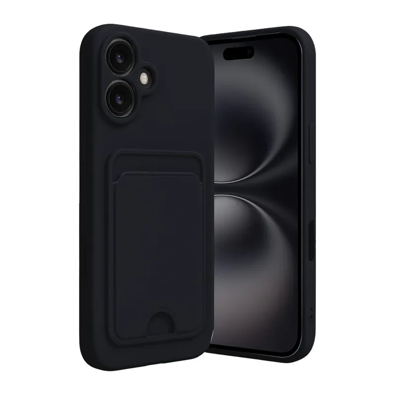 Apple iPhone 16 Kılıf Kelvin Kartvizitli Silikon - Siyah