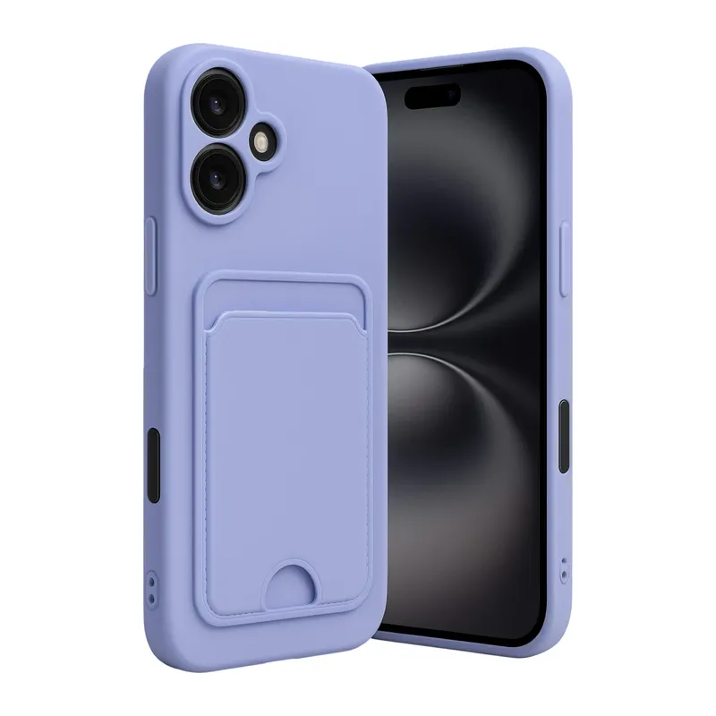 Apple iPhone 16 Kılıf Kelvin Kartvizitli Silikon - Lila