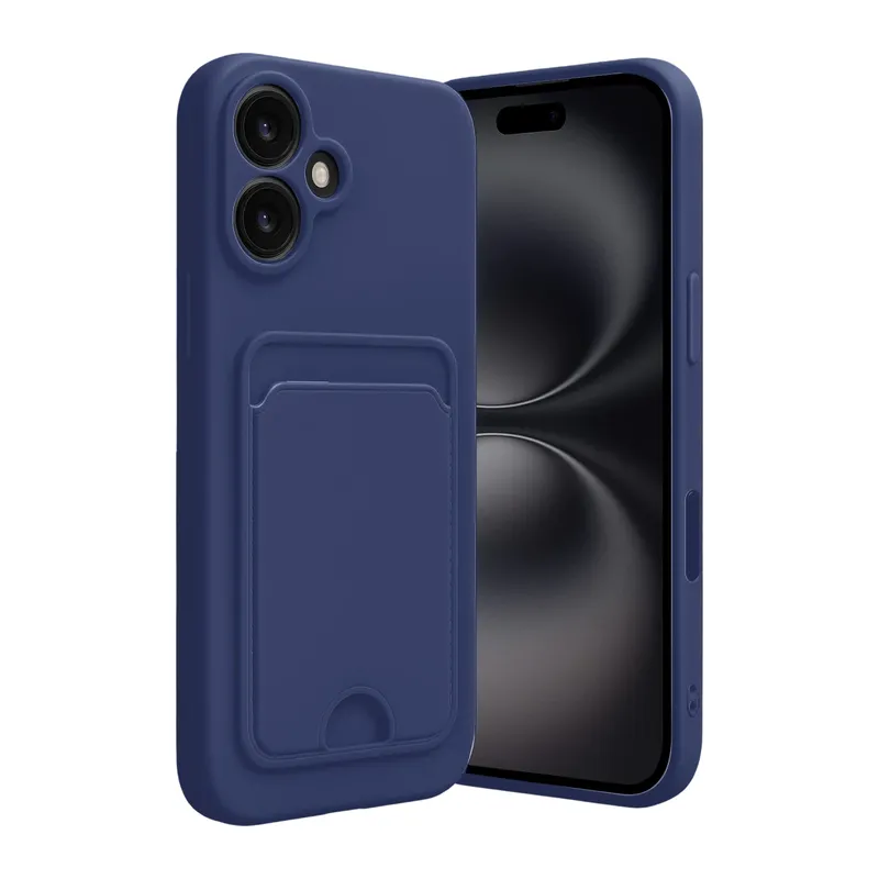 Apple iPhone 16 Kılıf Kelvin Kartvizitli Silikon - Lacivert
