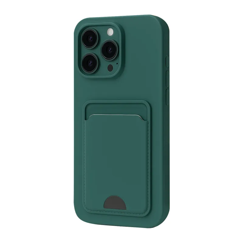 Apple iPhone 16 Pro Max Kılıf Kelvin Kartvizitli Silikon - Koyu Yeşil