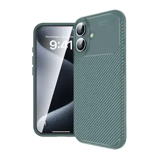 Apple iPhone 16 Kılıf Auto Focus Karbon Kapak - Koyu Yeşil
