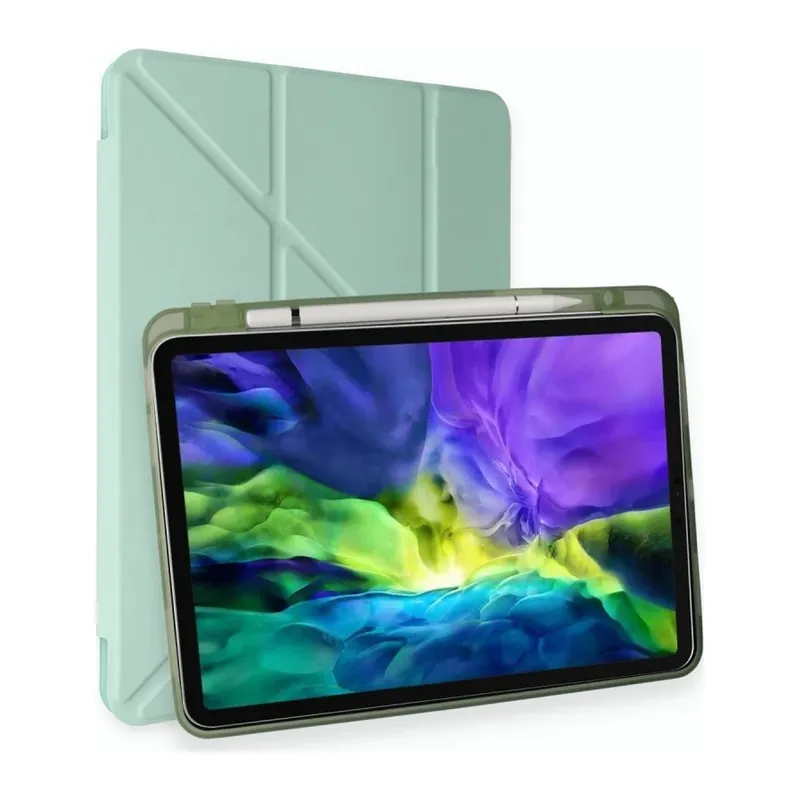 Apple iPad Pro 11 (2024) Kılıf Kalemlikli Mars Tablet Kılıfı - Açık Yeşil