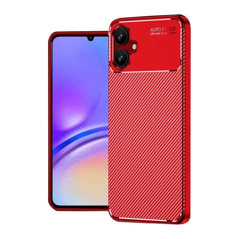 Samsung Galaxy A06 Kılıf Auto Focus Karbon Kapak - Kırmızı