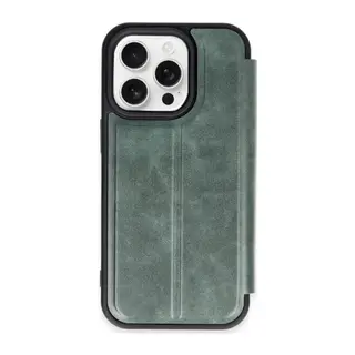Apple iPhone 15 Pro Max Kılıf Flip Cover - Koyu Yeşil