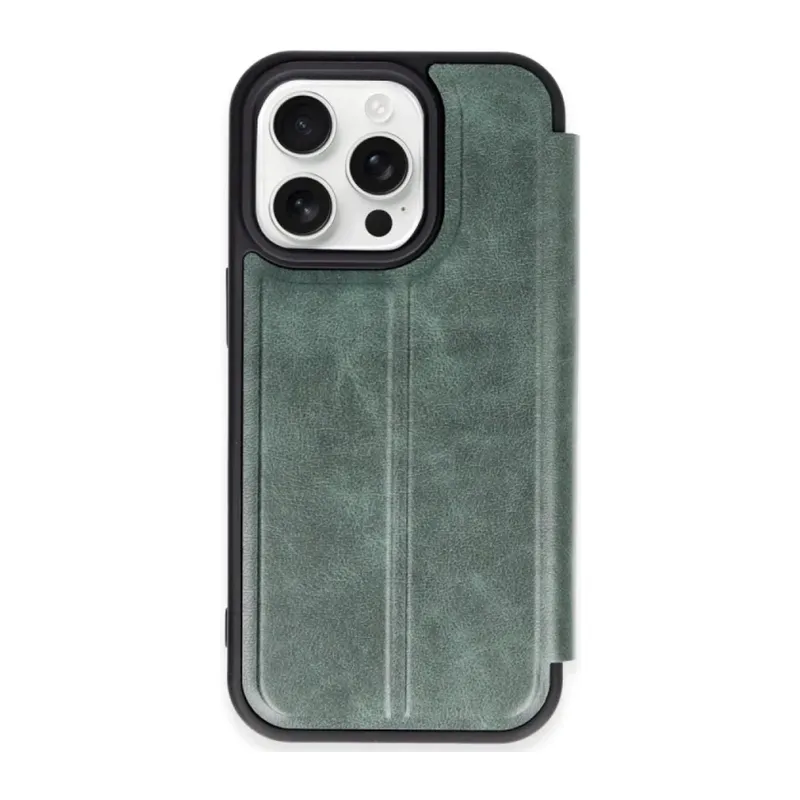 Apple iPhone 15 Pro Max Kılıf Flip Cover - Koyu Yeşil