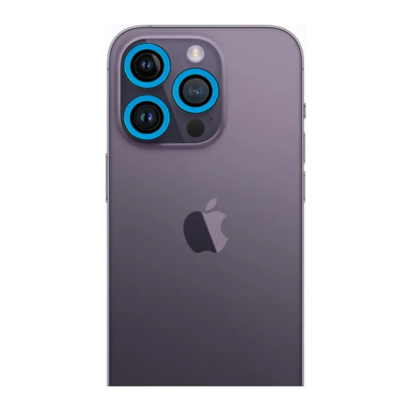 Apple iPhone 12 Pro Max Neon Fosforlu Kamera Lens - Mavi
