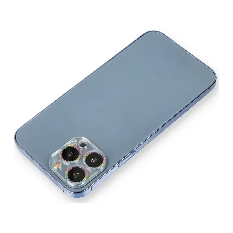 Apple iPhone 12 Pro Shine Kamera Lens Koruma Cam - Rainbow