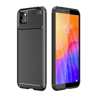 Huawei Y5P Kılıf Auto Focus Karbon Kapak - Siyah