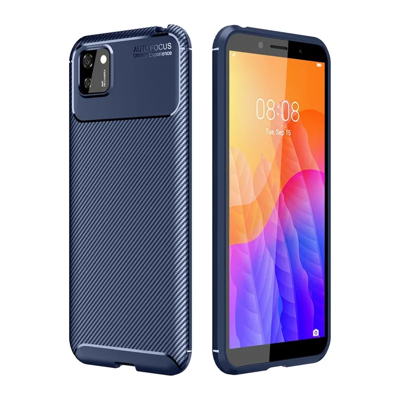 Huawei Y5P Kılıf Auto Focus Karbon Kapak - Lacivert