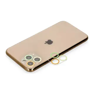 Apple iPhone 11 Pro Max Renkli Kamera Lens Koruma Cam - Sarı-Turuncu
