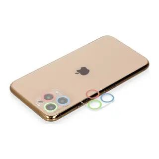 Apple iPhone 11 Pro Max Renkli Kamera Lens Koruma Cam - Mavi-Yeşil