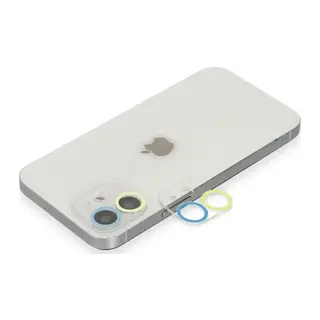 Apple iPhone 12 Renkli Kamera Lens Koruma Cam - Sarı-Mavi