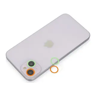 Apple iPhone 13 Renkli Kamera Lens Koruma Cam - Turuncu-Yeşil
