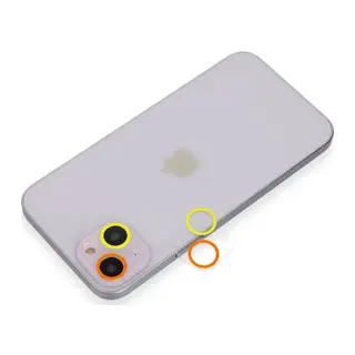 Apple iPhone 13 Mini Renkli Kamera Lens Koruma Cam - Sarı-Turuncu