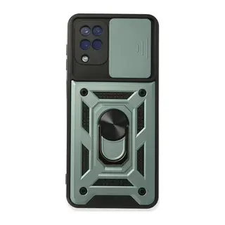 Samsung Galaxy A22 Kılıf Pars Lens Yüzüklü Silikon - Yeşil