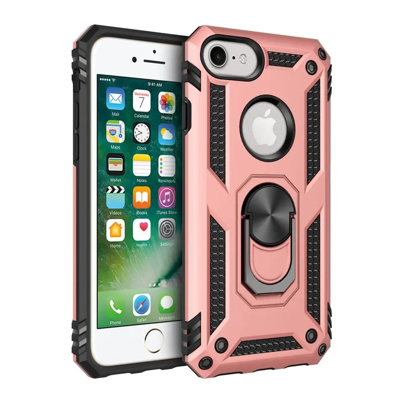 Apple iPhone 7 Kılıf Sofya Yüzüklü Silikon Kapak - Rose