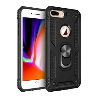 Apple iPhone 7 Plus Kılıf Sofya Yüzüklü Silikon Kapak - Siyah