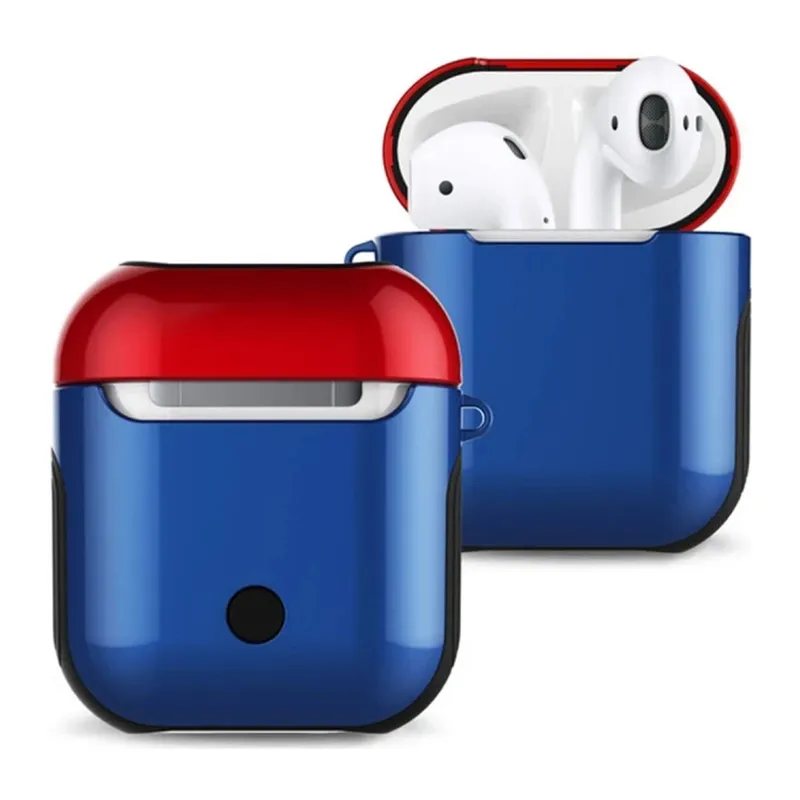 Apple Airpods 2 (2.nesil) 3in1 Kılıf - Lacivert-Kırmızı
