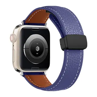 Apple Watch 38mm KR414 Daks Deri Kordon - Lacivert
