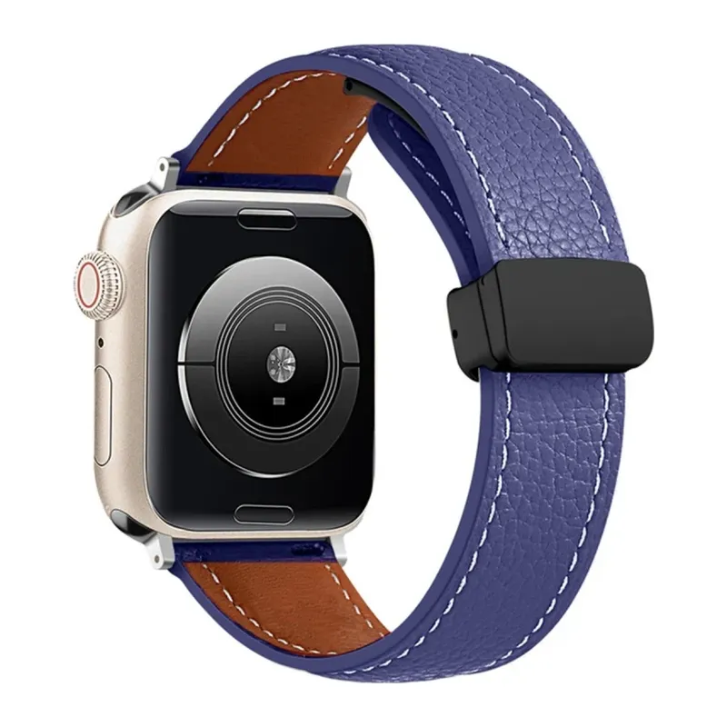 Apple Watch 42mm KR414 Daks Deri Kordon - Lacivert