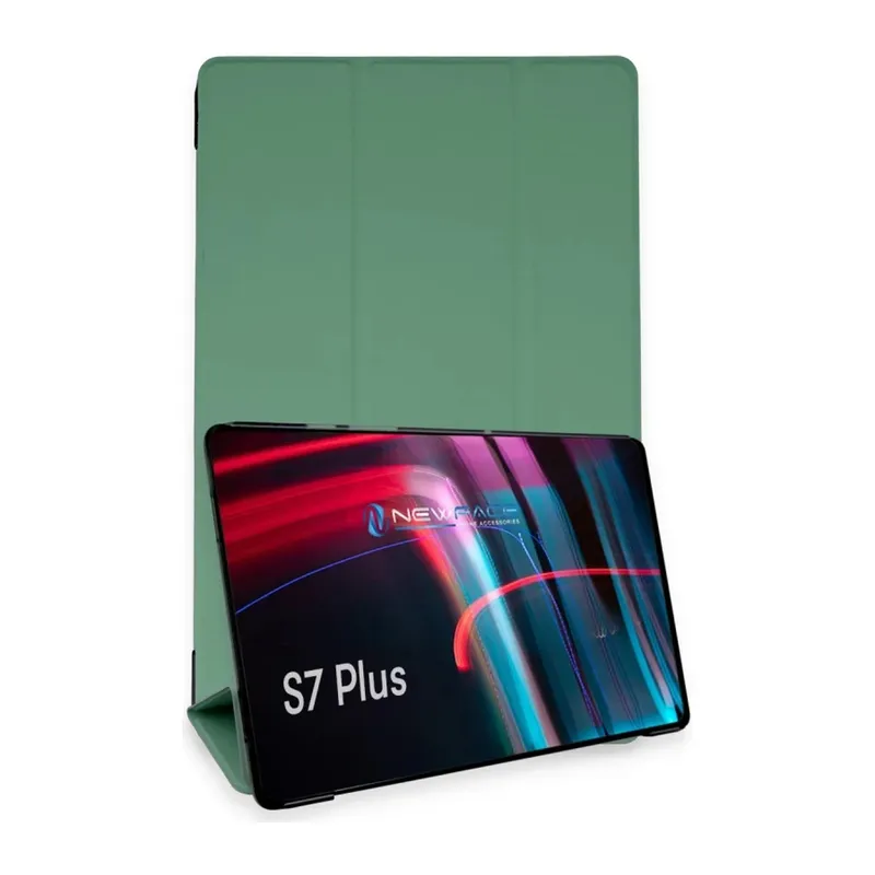 Samsung Galaxy T970 Tab S7 Plus 12.4 Kılıf Tablet Smart Kılıf - Koyu Yeşil